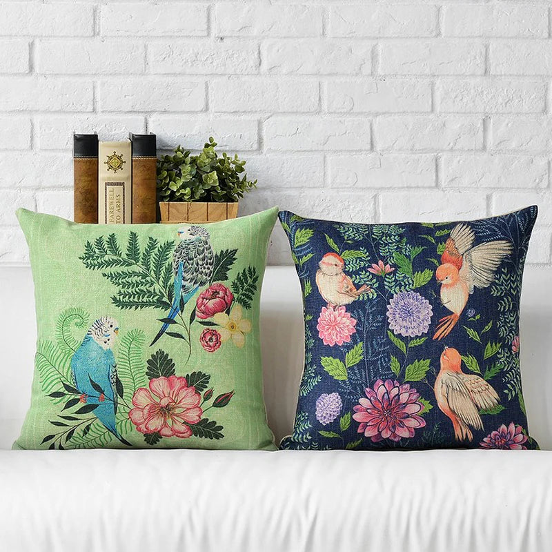 Cool & Colourful Bird Cushion Covers 18inx18in