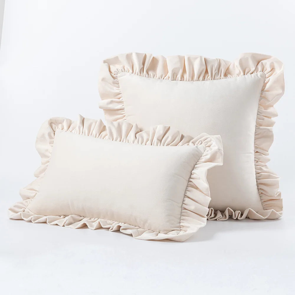Nordic Velvet Cushion Covers With Ruffle Edges - Many colours