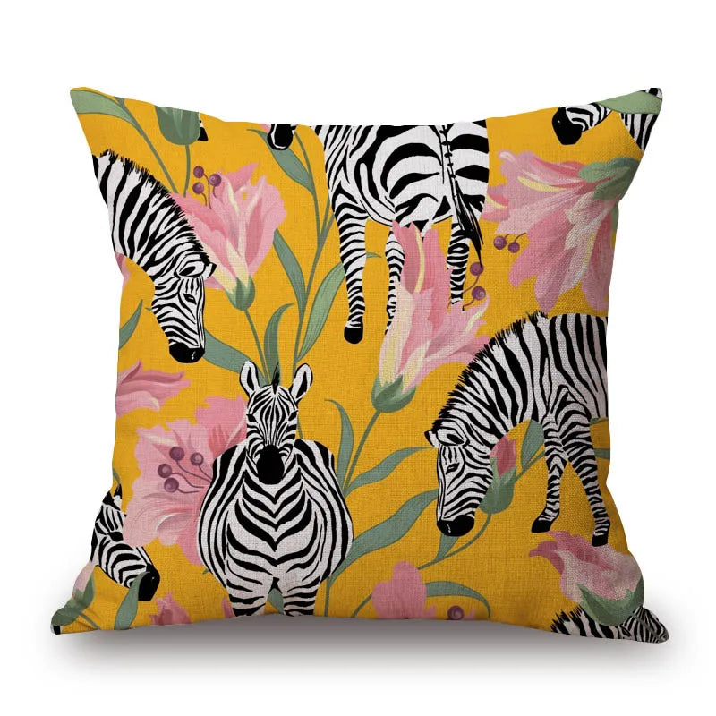 Colourful Jungle Giraffe & Zebar Cushion Covers 18in (45cmx45cm)
