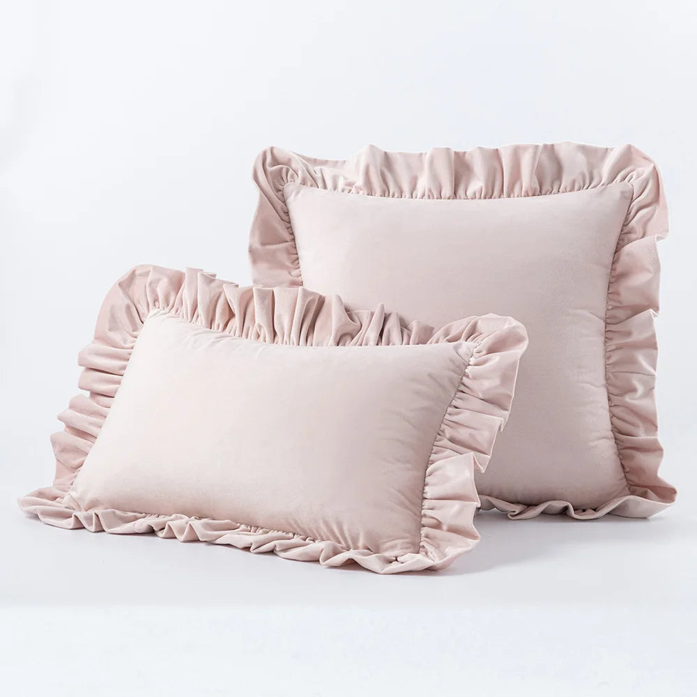 Nordic Velvet Cushion Covers With Ruffle Edges - Many colours