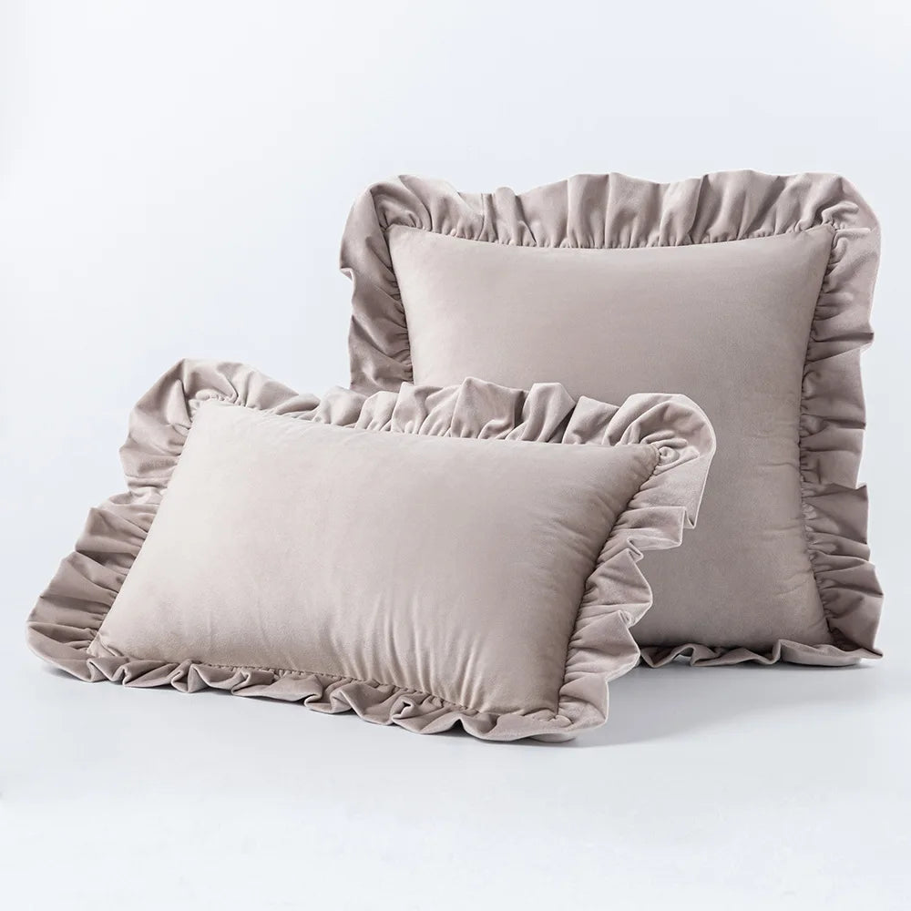 Nordic Velvet Cushion Covers With Ruffle Edges - Many colours