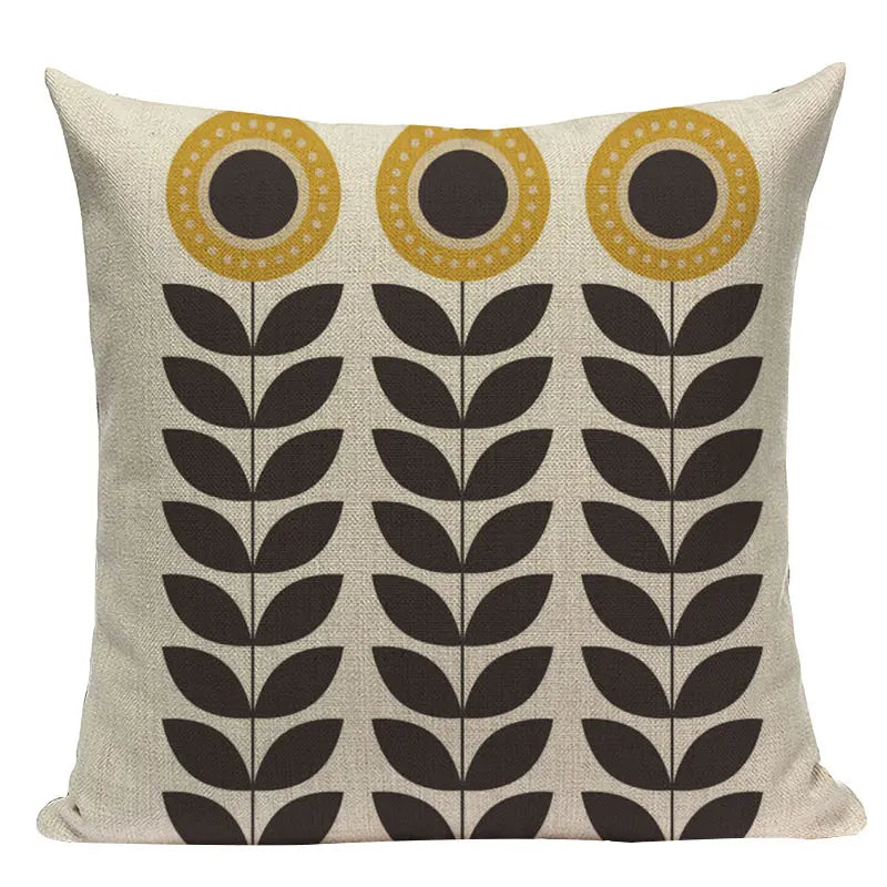 Linen Retro Floral Cushion Covers