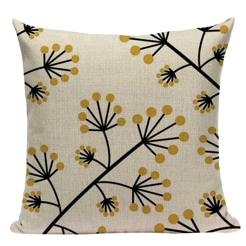 Linen Retro Floral Cushion Covers