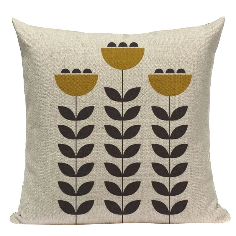 Linen Retro Floral Cushion Covers