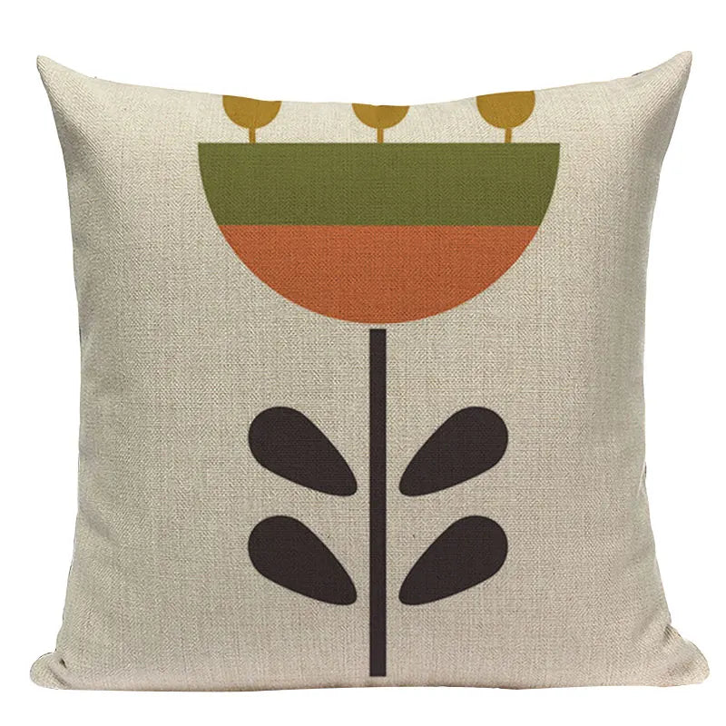 Linen Retro Floral Cushion Covers