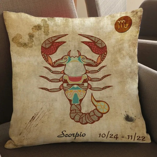 Scorpio - Vintage Style Zodiac 12 Signs Cushion Covers - 18in x 18in (45cm x 45cm)