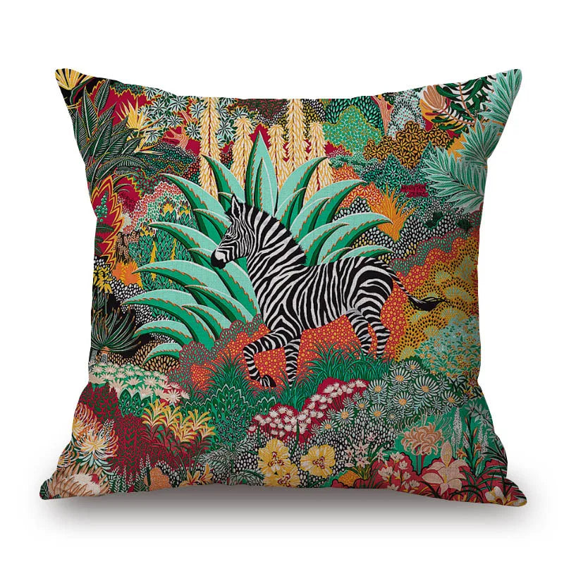 Colourful Jungle Giraffe & Zebar Cushion Covers 18in (45cmx45cm)
