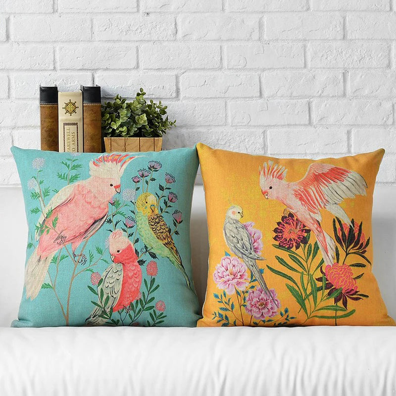 Cool & Colourful Parrot Cushion Covers 18inx18in
