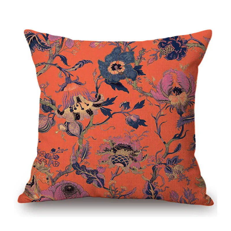 Orange Vibrant Vintage Floral Cushion Covers William Morris