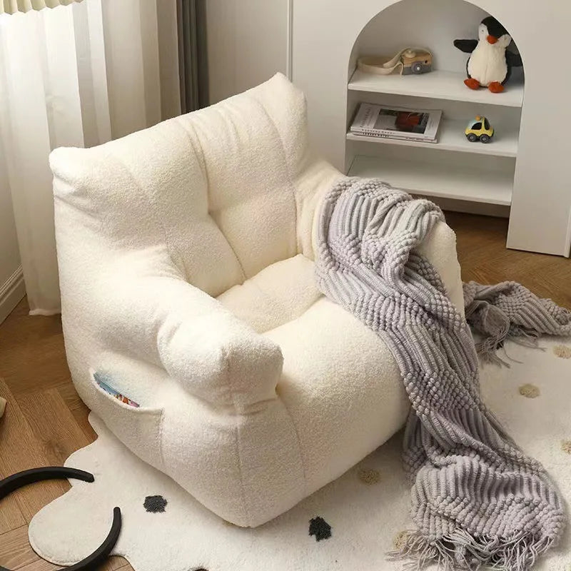 Rice White Soft Teddy Armchair Bean Bag For Young Children (Inlcudes filling)