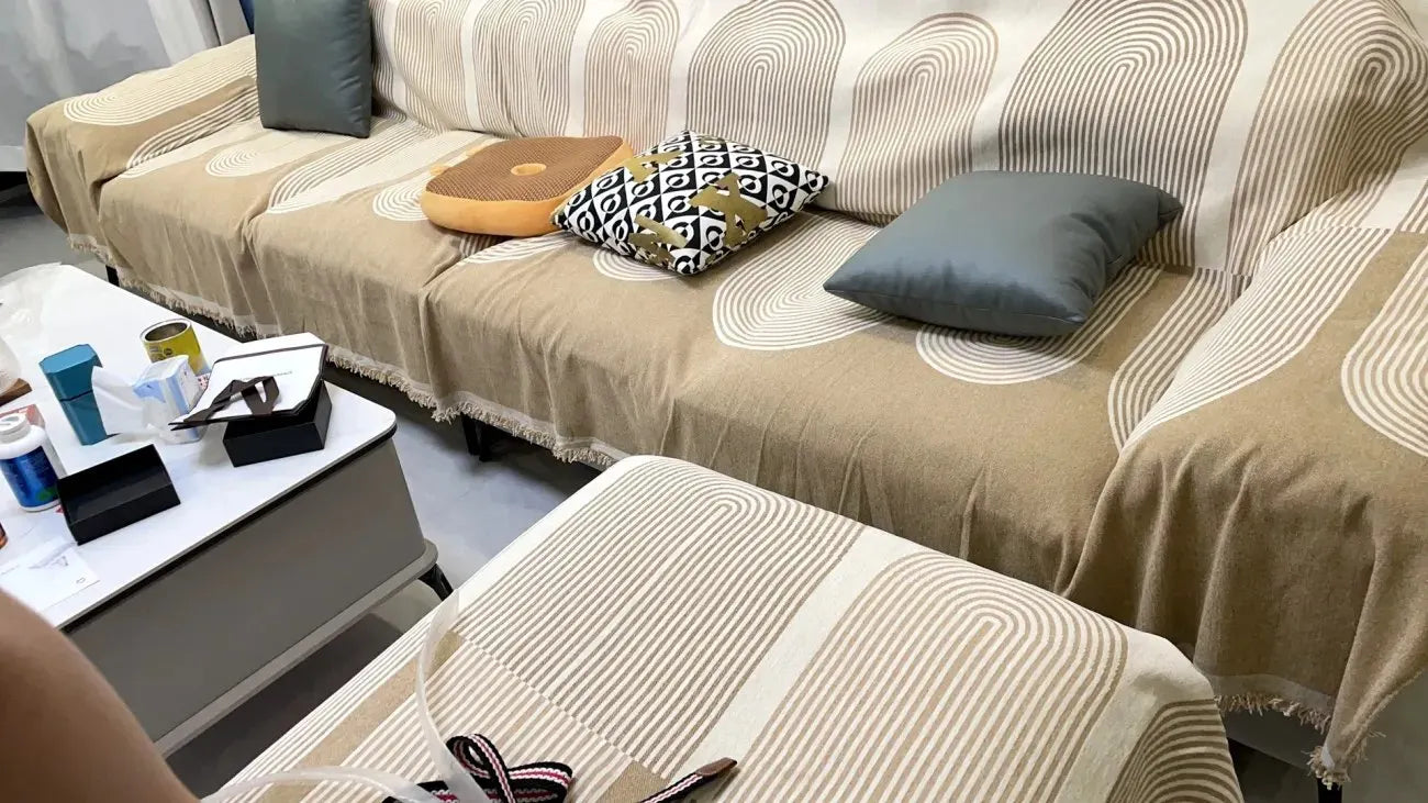 Nordic Geometric Striped Sofa Throws With Tassels