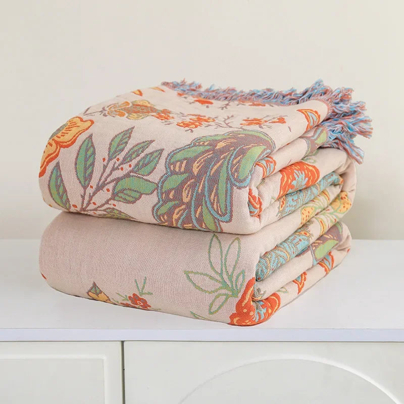 Boho Pastel Cotton Bedspread / Sofa Throw - Kingsize