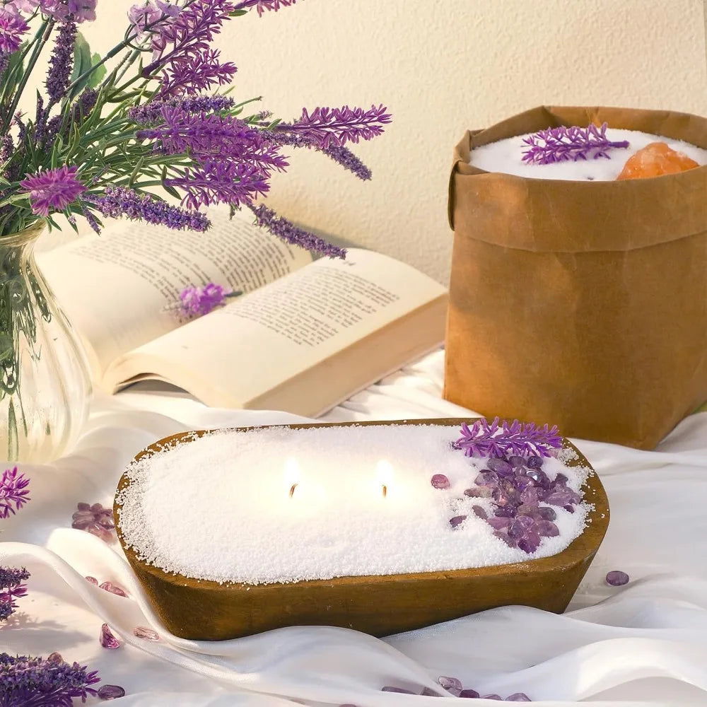500g White Candle Sand Wax Full Set (300 Wicks + Base & Candle Holder)