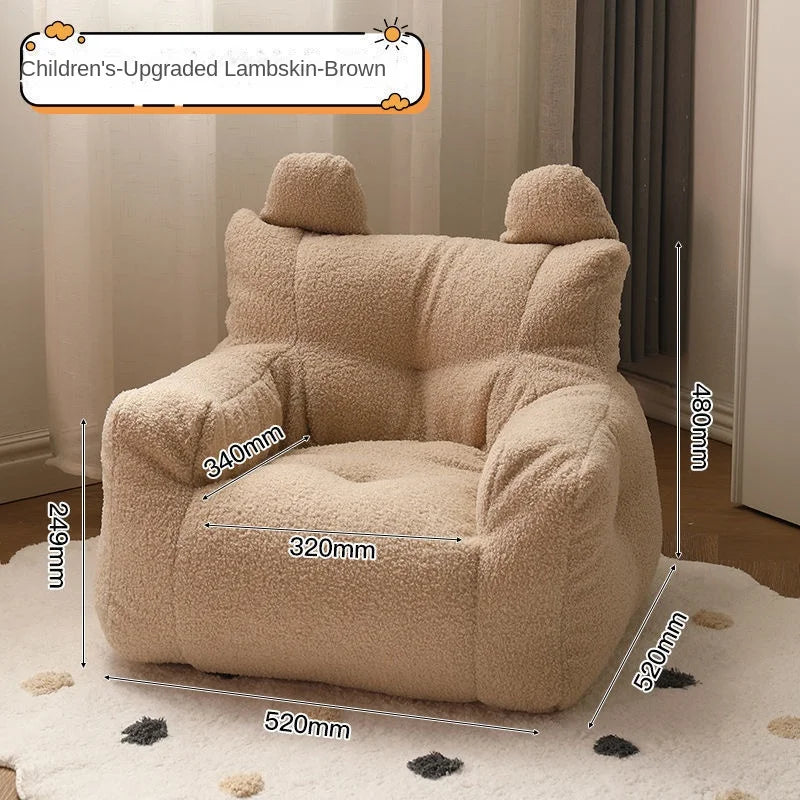 Beige Brown Soft Teddy Armchair Bean Bag For Young Children (Inlcudes filling)