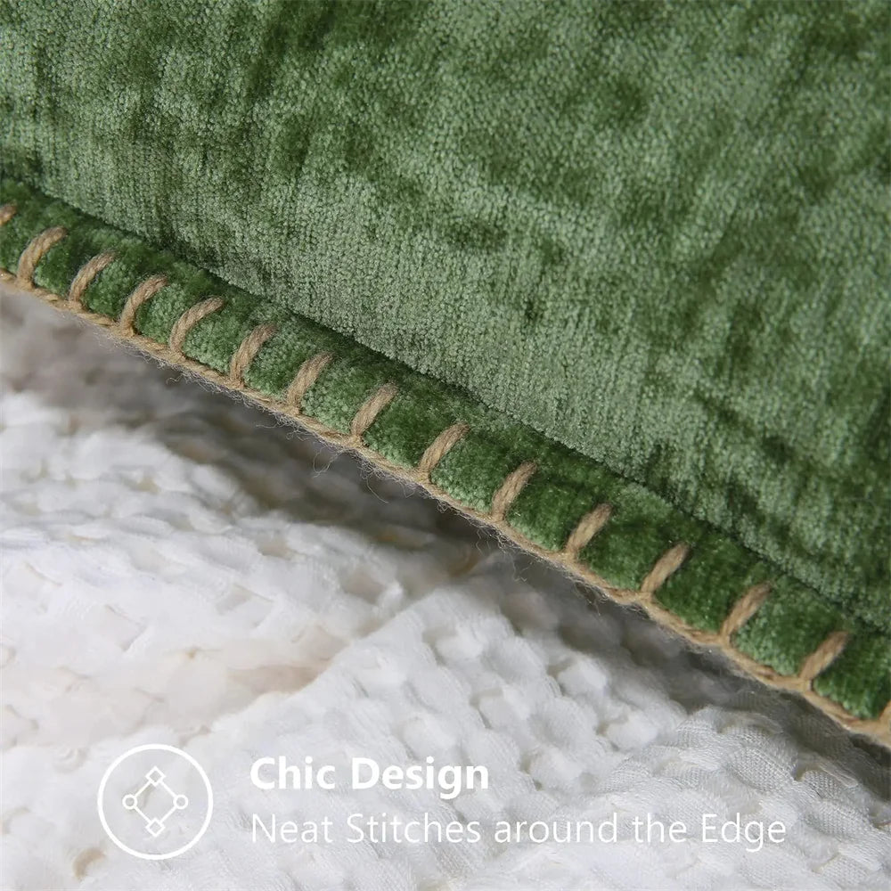 Green Vintage Style Chenille Velvet Luxury Cushion Covers