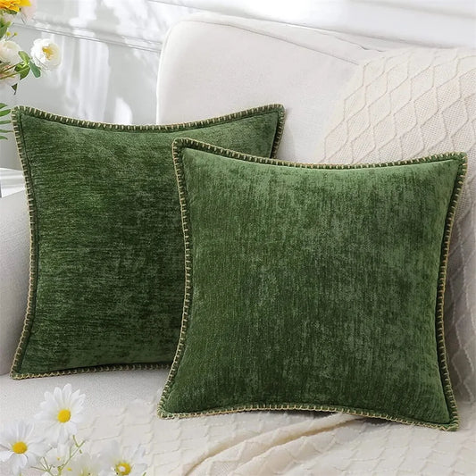 Green Vintage Style Chenille Velvet Luxury Cushion Covers