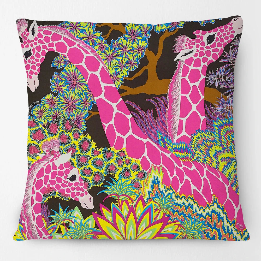 Colourful Jungle Giraffe & Zebar Cushion Covers 18in (45cmx45cm)