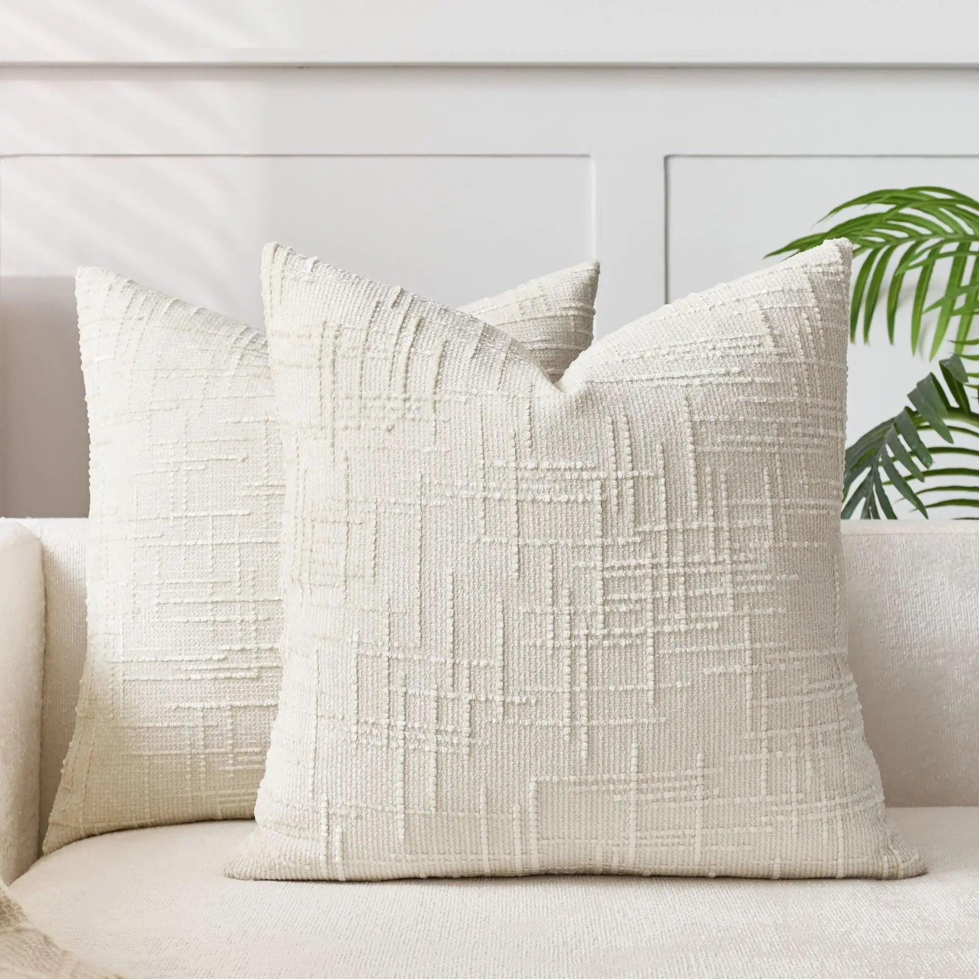 Cream Premium Bamboo Textured Cushion Covers