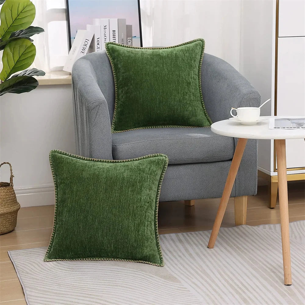 Green Vintage Style Chenille Velvet Luxury Cushion Covers