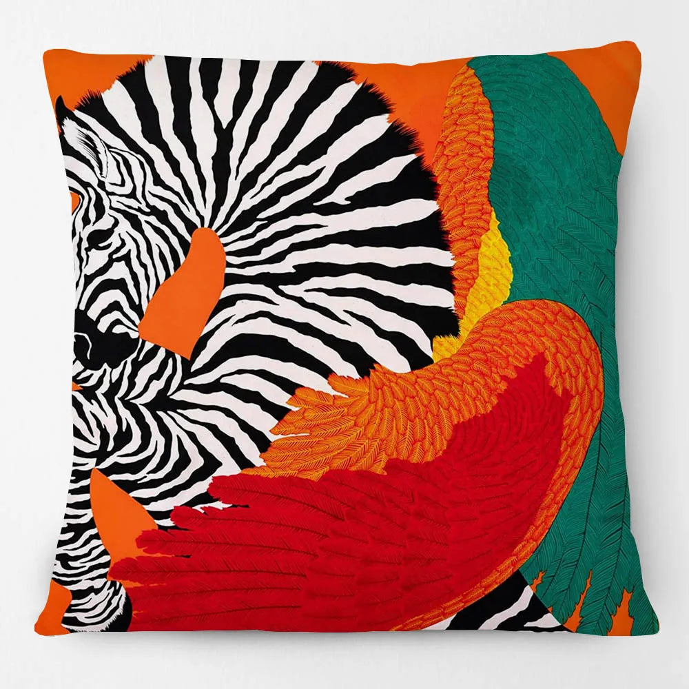 Colourful Jungle Giraffe & Zebar Cushion Covers 18in (45cmx45cm)