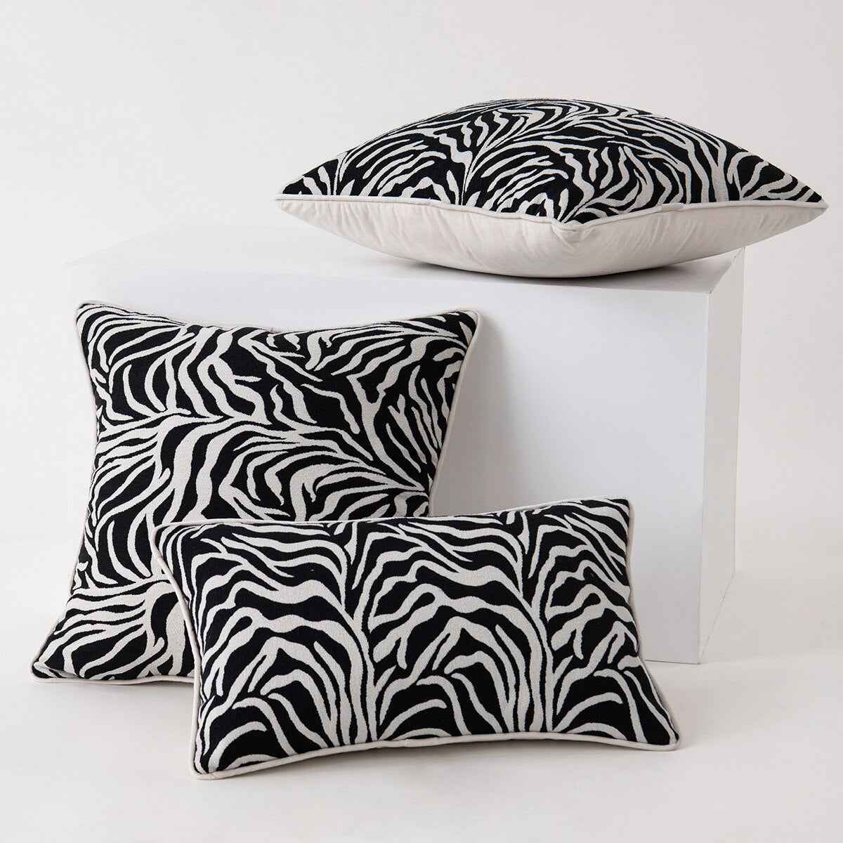 Black and White Zebra Velvet Cushion Covers - 18in x 18in or 12in x 20in