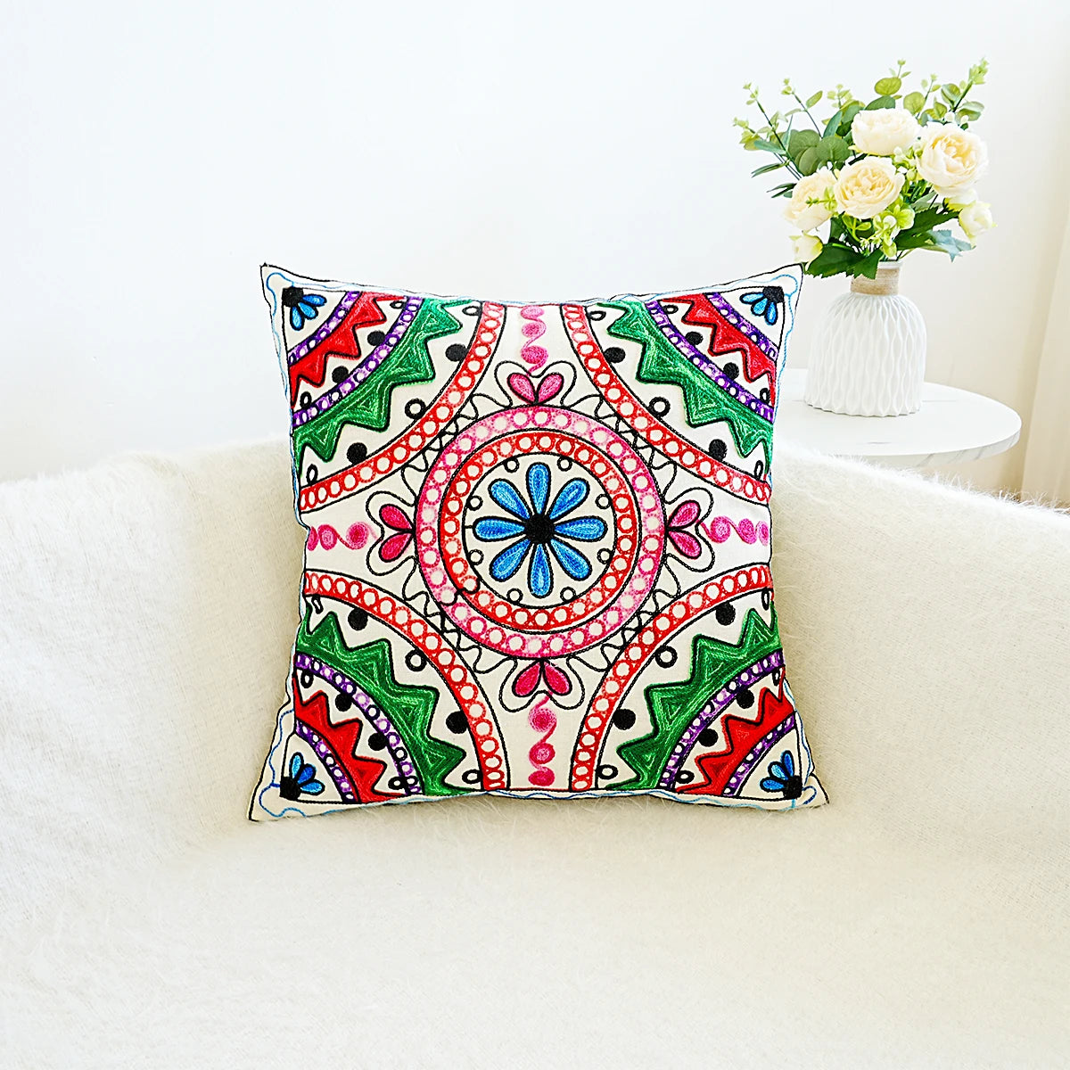 Bohemian Mandala Embriodered Cushion Covers - 18in x 18in