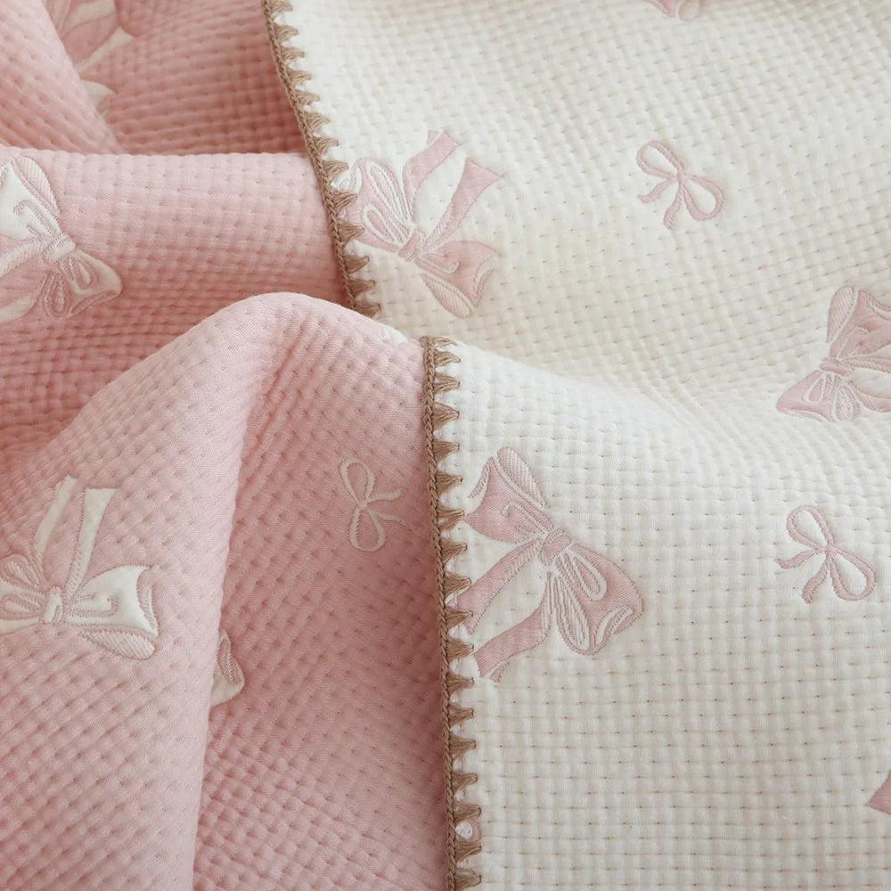 Pink Cute Personalized Baby Name Cotton Blankets with Bow Patterns