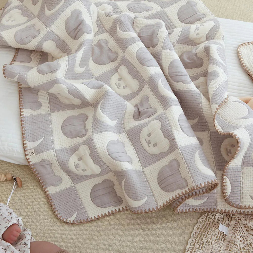 Cute Personalized Baby Name Cotton Blankets with Patterns