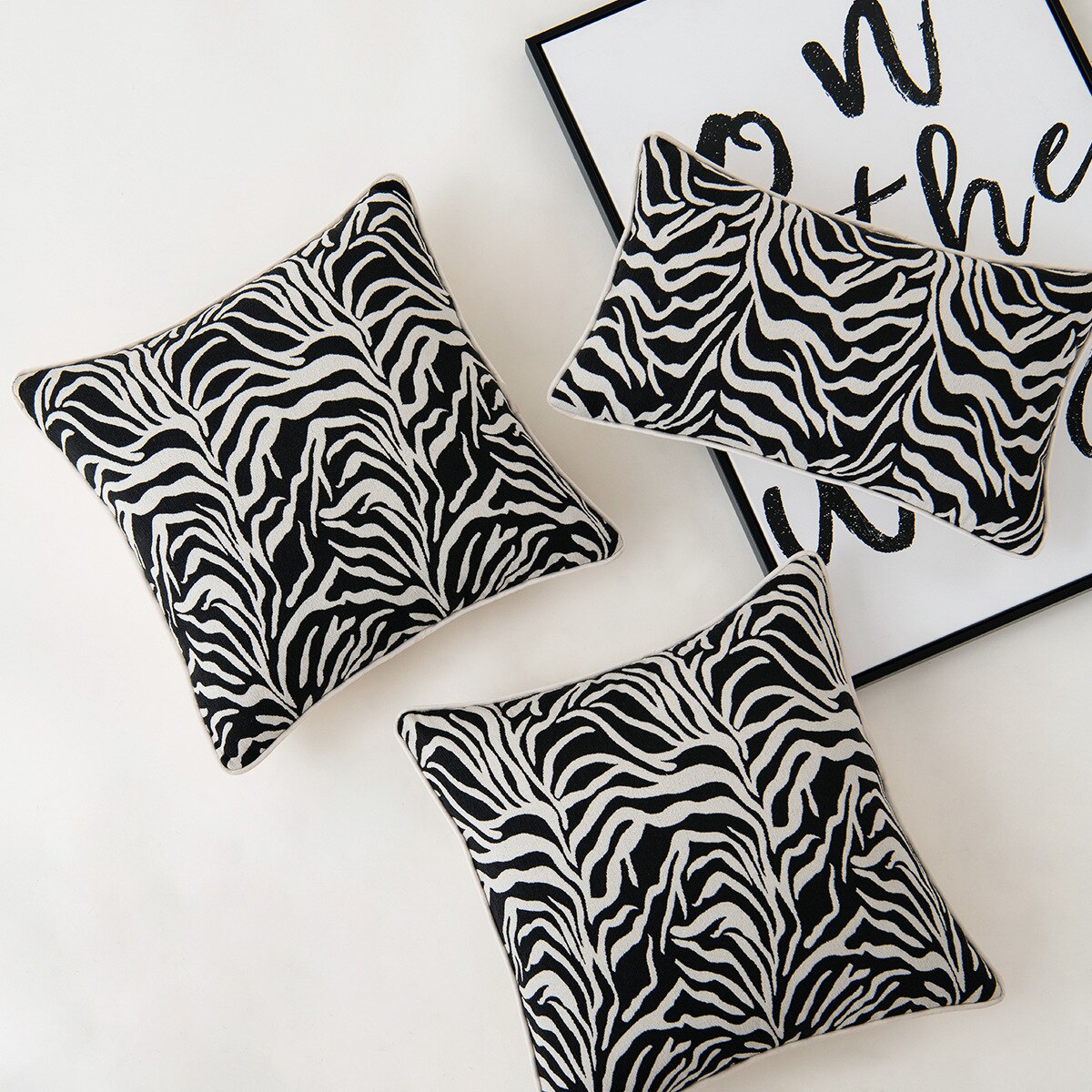 Black and White Zebra Velvet Cushion Covers - 18in x 18in or 12in x 20in