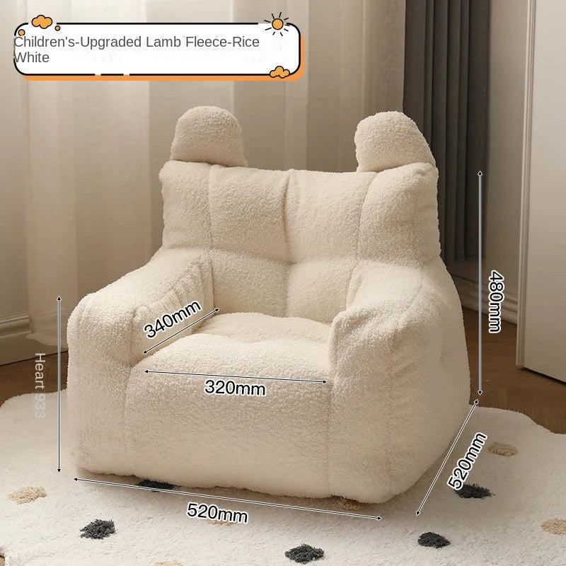 Off-White Soft Teddy Armchair Bean Bag For Young Children (Inlcudes filling)