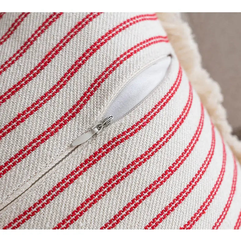 Nordic Vintage Striped Jacquard Tassel Cushion Covers
