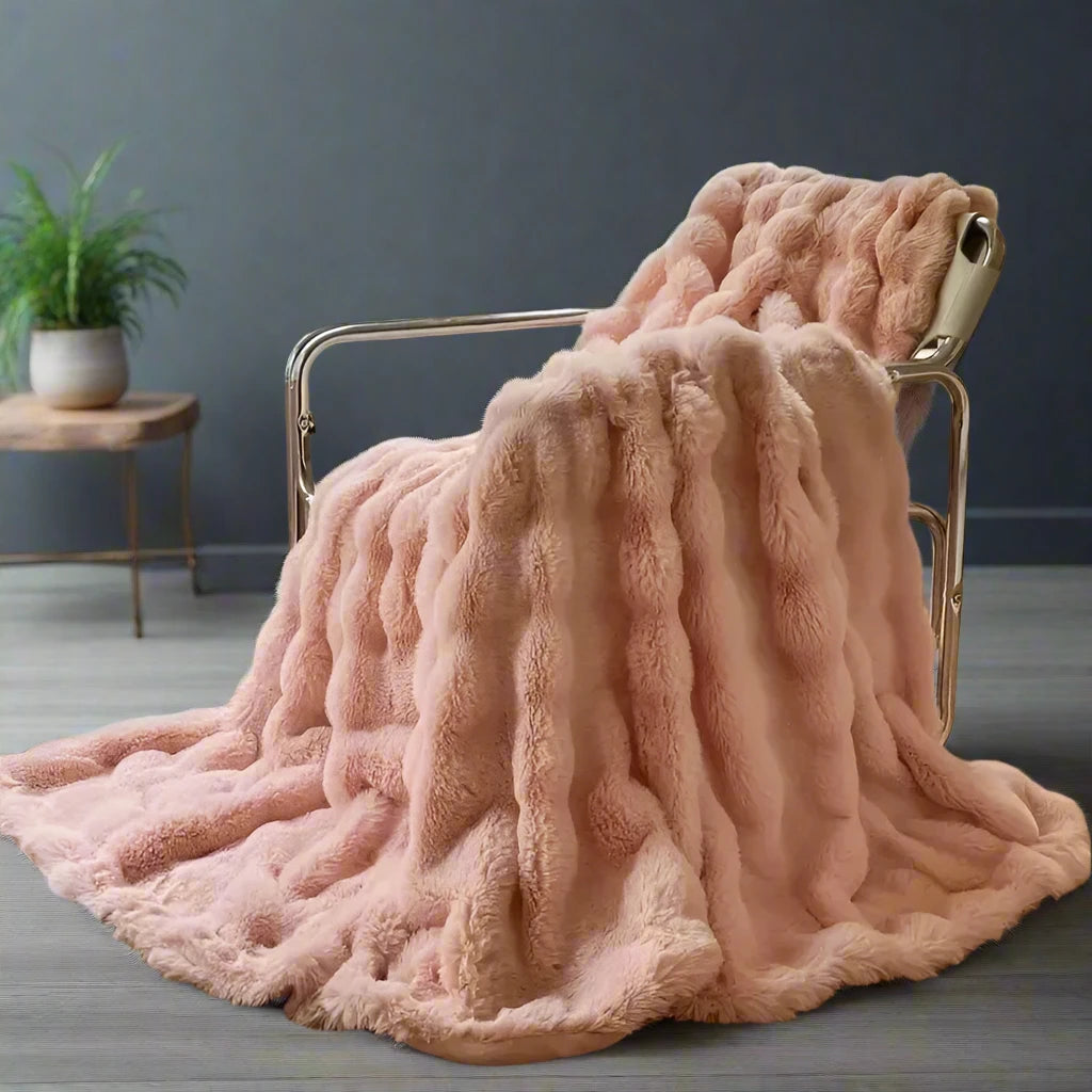 Pink Soft & Fluffy Faux Fur Blankets