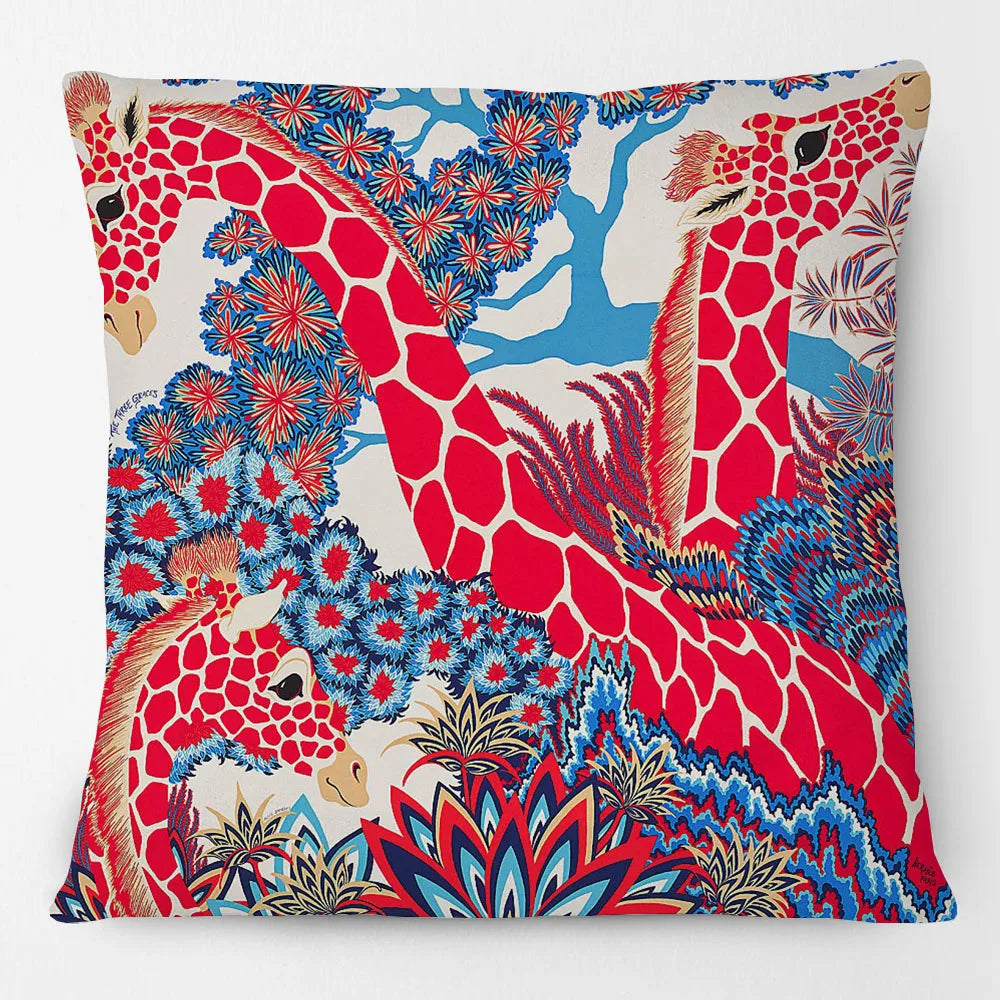 Colourful Jungle Giraffe & Zebar Cushion Covers 18in (45cmx45cm)