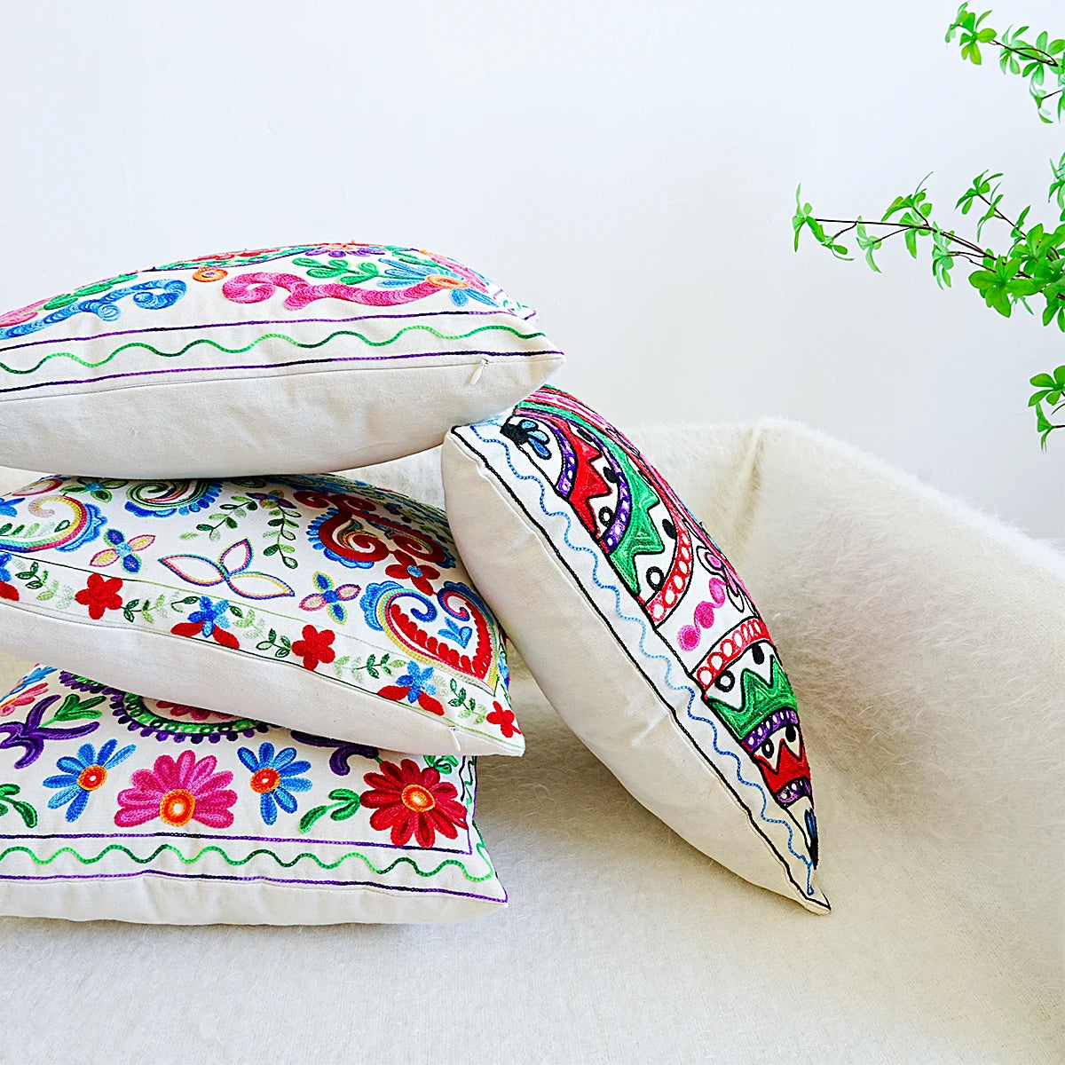 Bohemian Mandala Embriodered Cushion Covers - 18in x 18in