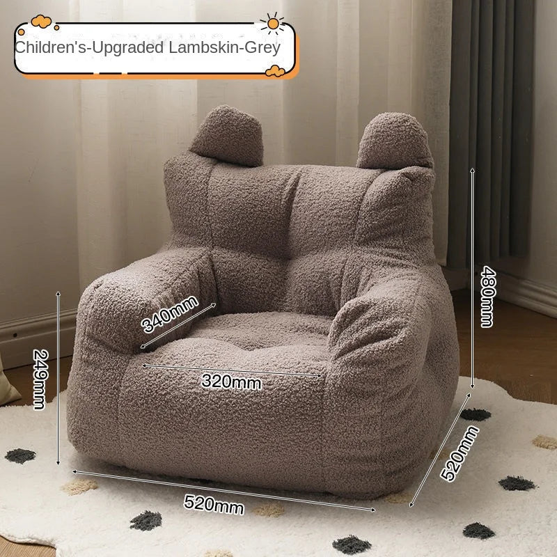 Grey Soft Teddy Armchair Bean Bag For Young Children (Inlcudes filling)