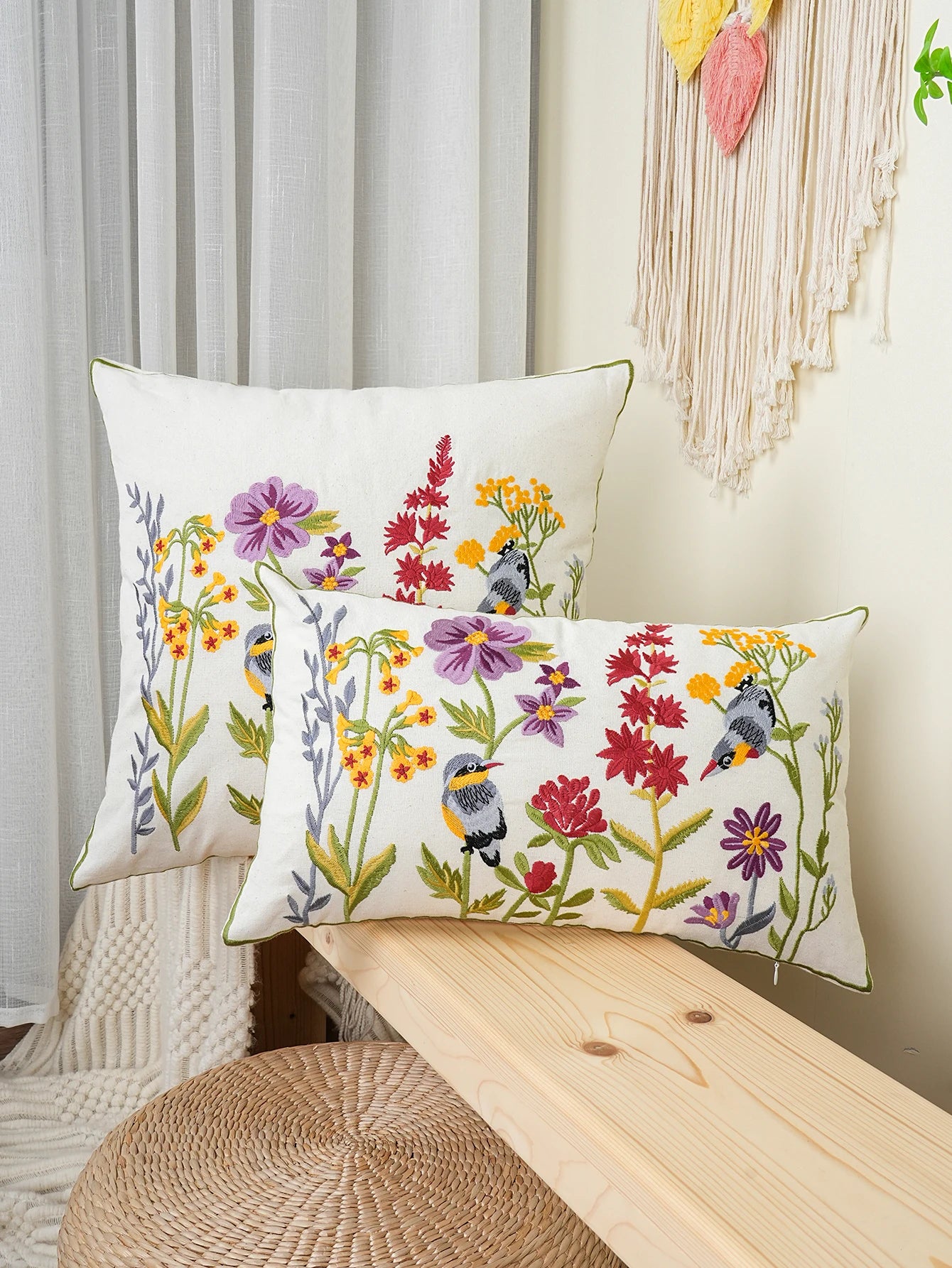 Sold 2 Beautiful embroidered pillows !