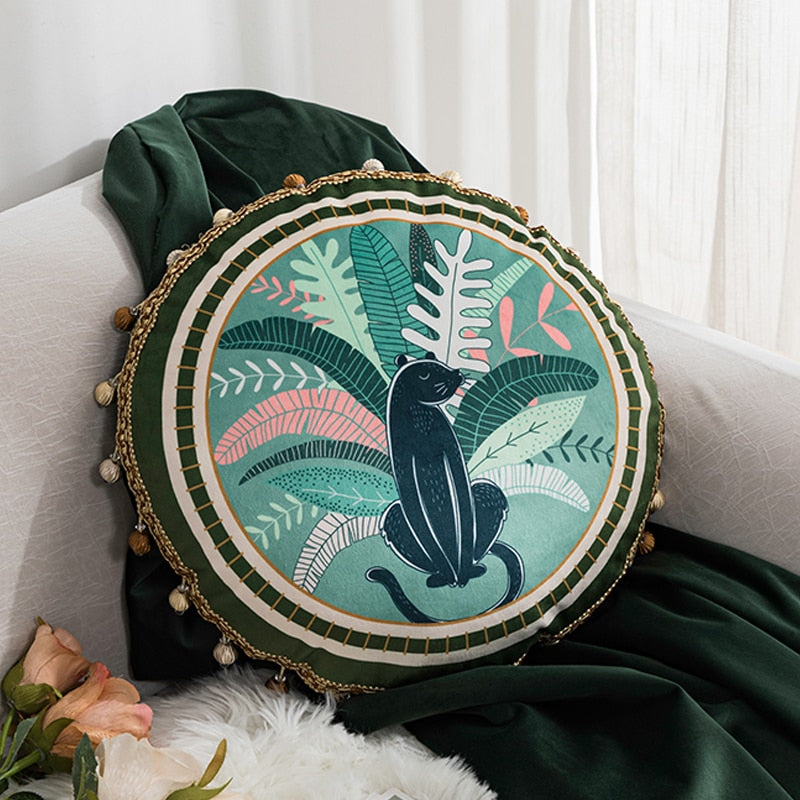 Beautiful Velvet Floral & Panther Print Cushion Covers - Square & Round