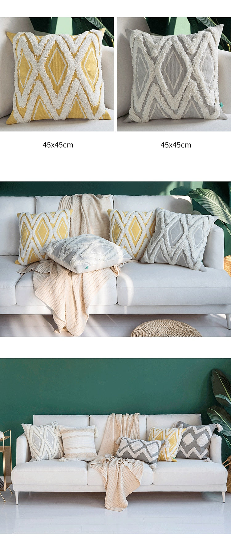 Morroccan Geometric Woven Cushion Cover With Tassels