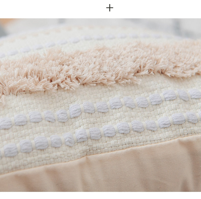 Morroccan Geometric Woven Cushion Cover With Tassels