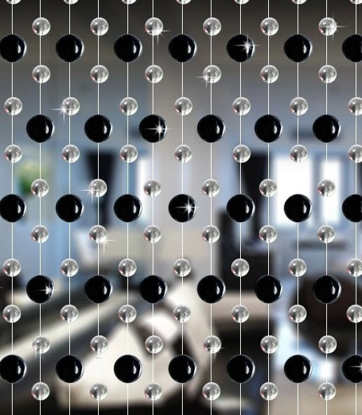 Black Glass Bead Curtain Room Divider / Door Curtain For Small Spaces