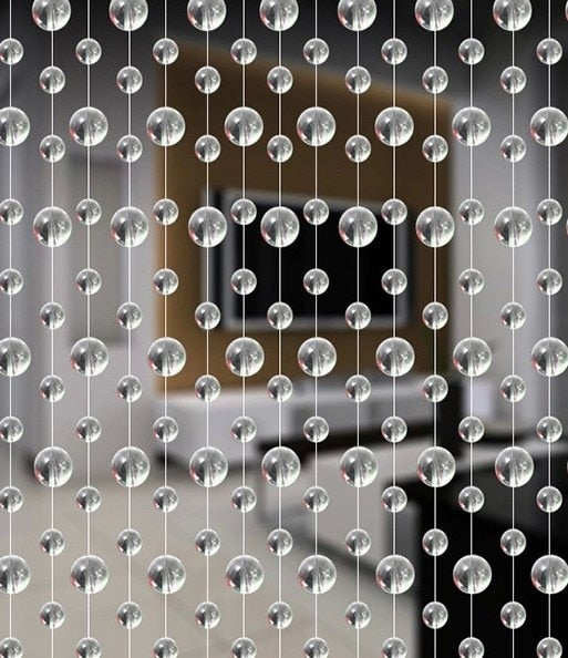 Transparent Glass Bead Curtain Room Divider / Door Curtain For Small Spaces