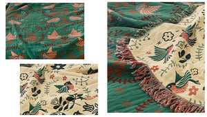 Bird And Floral Boho Bedspread / Sofa Throw