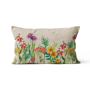 Beautiful Linen Cushion Covers With Spring Flowers 30cm x 50cm