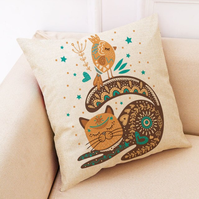 Arty Colourful Chubby Cat Cushion Covers