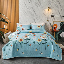 lightblue Gorgeous Floral Quilted Bedspread 200cm x 230cm - Pillow Case Not Included