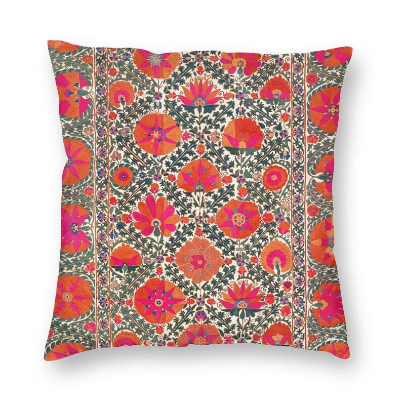 Ethnic Traditional Floral Cushion Covers In Red, Orange & Green