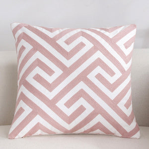 Scandinavian embroidery cushion cover - pink - Maze - Indimode