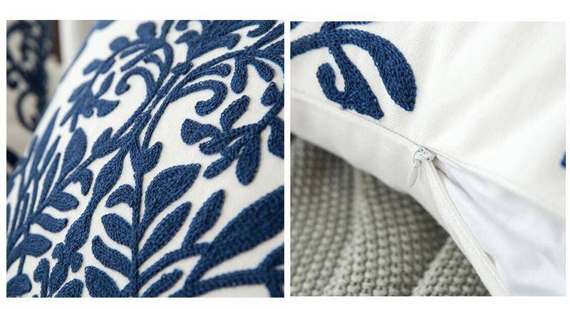 Scandinavian embroidery cushion cover - navy - Florina - Indimode