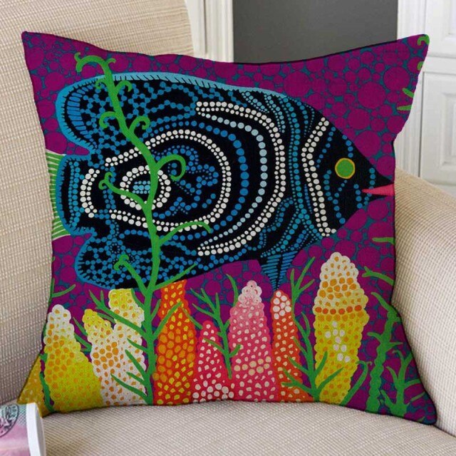 Fish Mosaic Polka Dot Japanese Art Cushion Covers