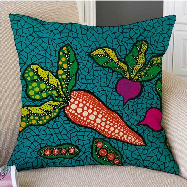 Carrot Mosaic Polka Dot Japanese Art Cushion Covers